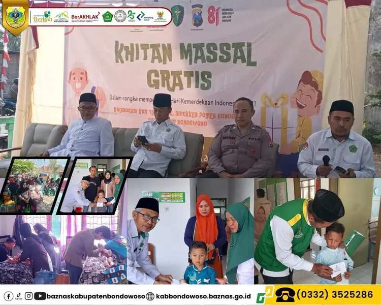 KHITANAN MASSAL GRATIS Kerjasama KUA Tlogosari, Baznas dan Didokkes Polres Bondowoso dalam Rangka HUT RI 2026
