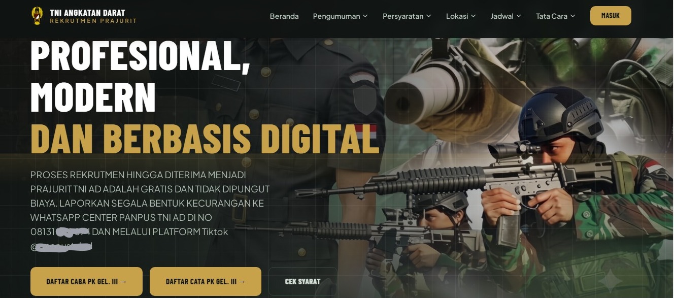 PENDAFTARAN TNI - Form Isian Pendaftaran