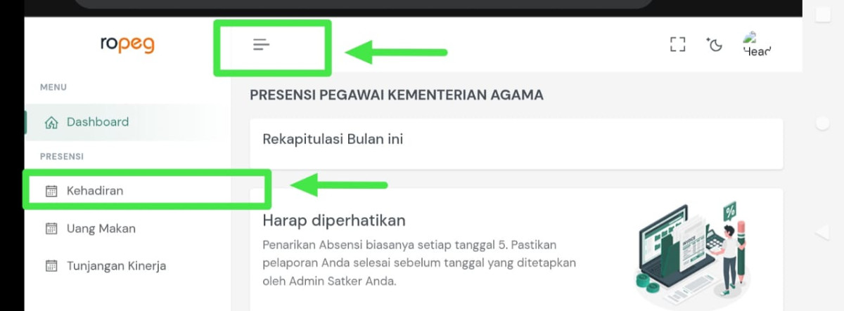 Laman Absensi